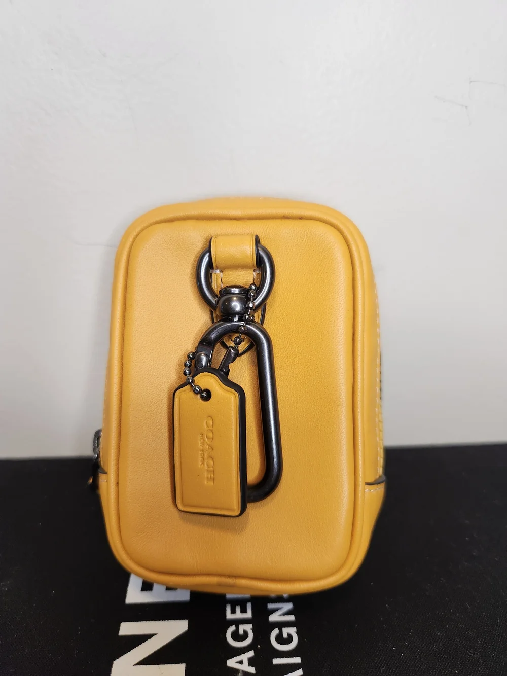 COACH Yellow Leather Zip Pocket Pouch